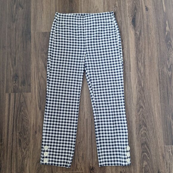 💙 J.Crew Gingham Cropped Cotton Blend Preppy Minimalist Pants Size 6P - Picture 1 of 8